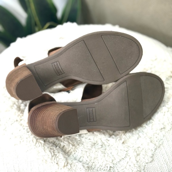 TOMS Women's Majorca City Block Heel Cut Out Linen Sandals Size 6 - Picture 6 of 6